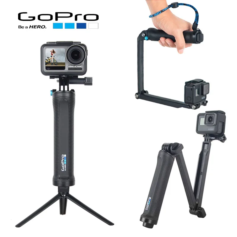 GoPro 3-Way Grip Arm Tripod Extendable Selfie Stick Portable Vlog Selife Stick Tripod Stand for Gopro Hero 8/7/6/5 Gopro Max