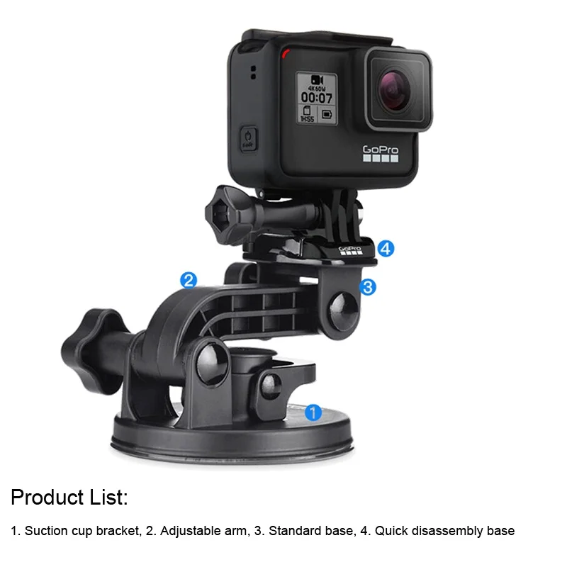 GoPro Suction Cup Mount (GoPro Official Mount) For Gopro Hero 9 8 7 6 5 4 for SJCAM for Yi 4K