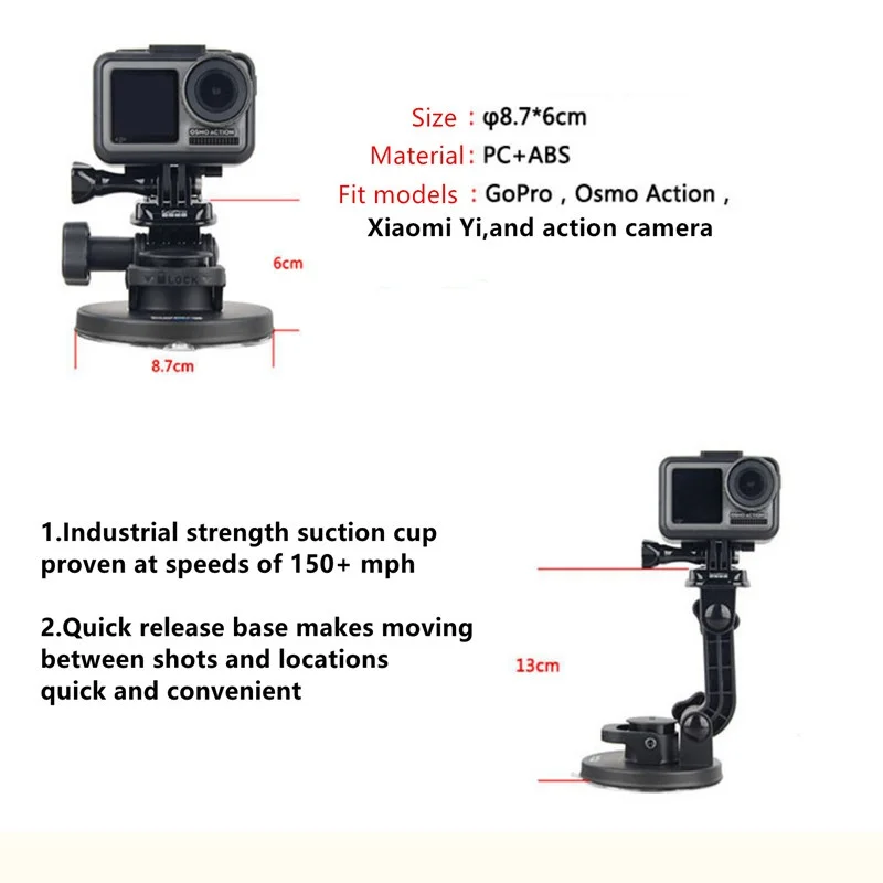GoPro Suction Cup Mount (GoPro Official Mount) For Gopro Hero 9 8 7 6 5 4 for SJCAM for Yi 4K